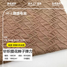 针织提花弹力面料跨境爆款泡泡褶皱法式优雅弹力时装布料现货