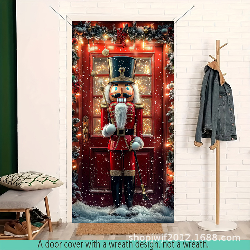 TEM Amazon transfronterizo nueva decoración de la cubierta de la puerta de Navidad rojo Santa Claus regalo cubierta de la puerta ambiente festivo fiesta