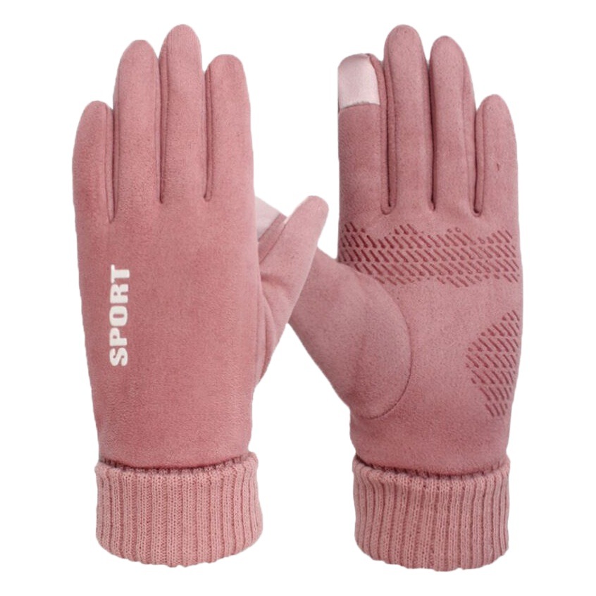Guantes de gamuza de invierno de los hombres forrado de lana caliente a prueba de viento a prueba de frío antideslizante pareja guantes de pantalla táctil mujeres al por mayor