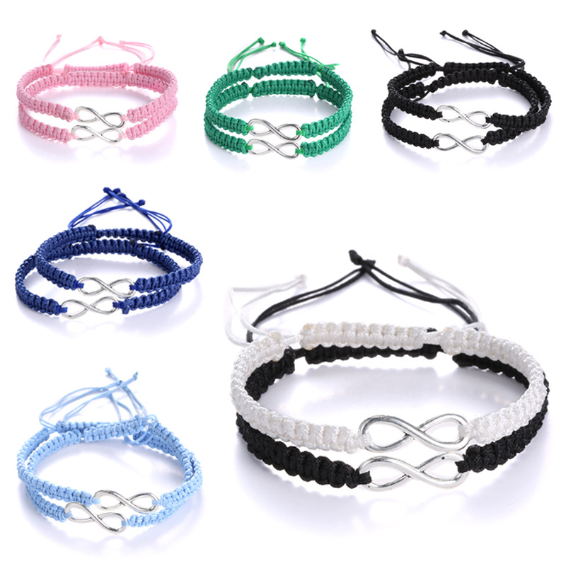 Cross-border explosions personality 8-word unlimited love lucky bracelet weaving adjustable friendship girlfriends couple bracelet wholesale