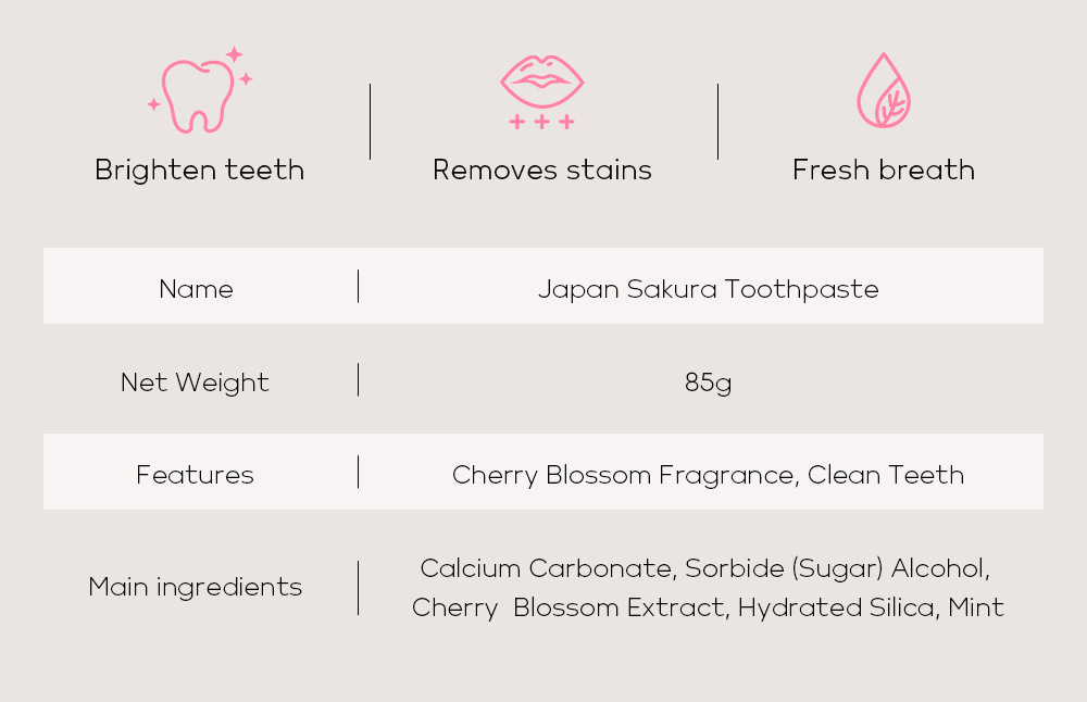 Cross-border Laikou Sakura Toothpaste 85g freshens breath, removes stains and cleans teeth. Factory wholesale in stock undefined