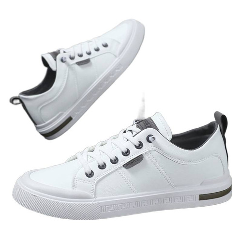 New Men's Spring Trendy Versatile Leather Face Shoes Durable Soft Sole Sports Casual Men's White Popular Shoes