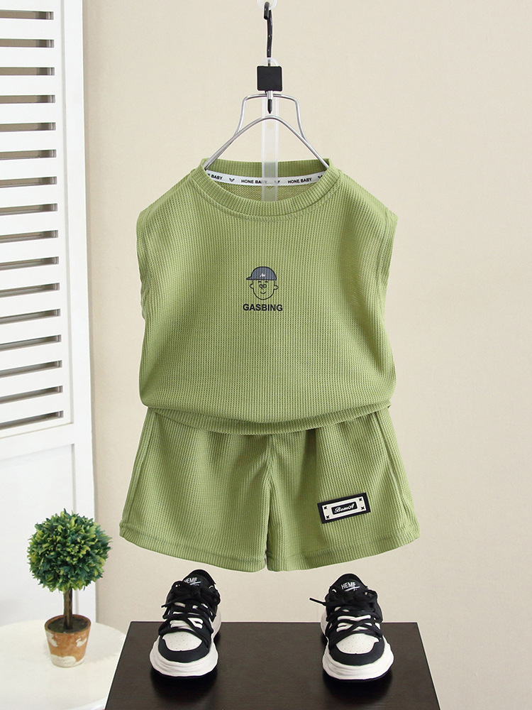 5281 Traje de verano para niños 2025 Nuevo chaleco sin mangas de verano para niños Ropa de bebé de estilo occidental Niño de verano