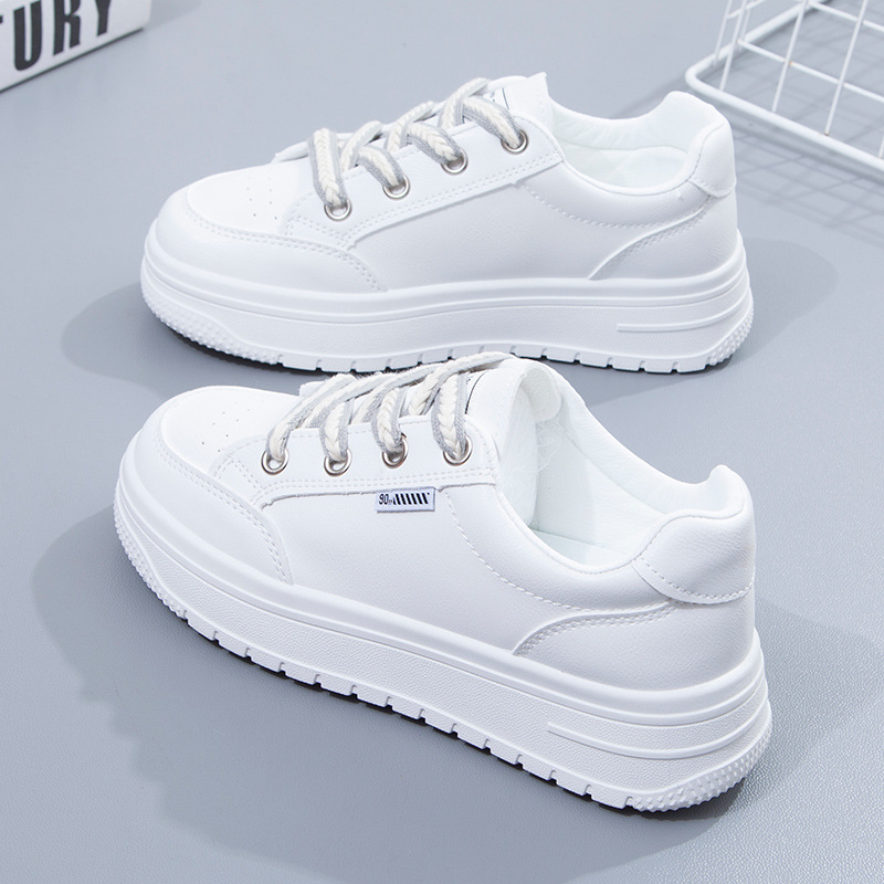 小白鞋女2023春季新款板鞋平底皮面板鞋女士休闲春鞋网红女鞋PH86