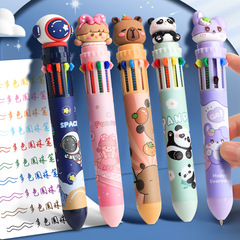 12色十色ボールペン漫画かわいいクリエイティブ多色ボールペン押し式カラー多機能ペン中油ペン