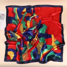 毕加索油画印花丝巾方巾高级感小碎花色丁缎面方巾少女休闲薄头巾