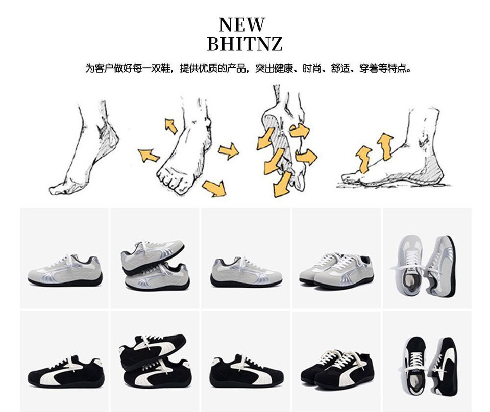 Giày thể thao nam kiểu Đức phong cách hiện đại, nhẹ, thoáng khí, đế thấp 1–3 cm — Màu trắng, màu xám, màu đen chi tiết 4