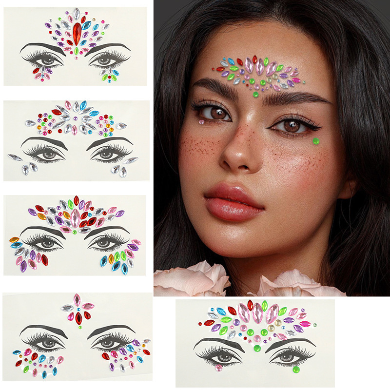 Cross-Border New Makeup Eye Corner Stickers High-End Party Face Decoration Temporary Tattoo Stickers Tattoo Stickers Color