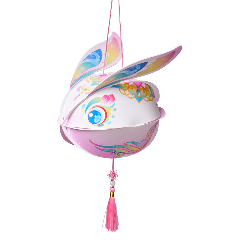 中秋节兔宝灯笼文创传统手工diy节庆幼儿园手提可爱发光灯笼批发|undefined