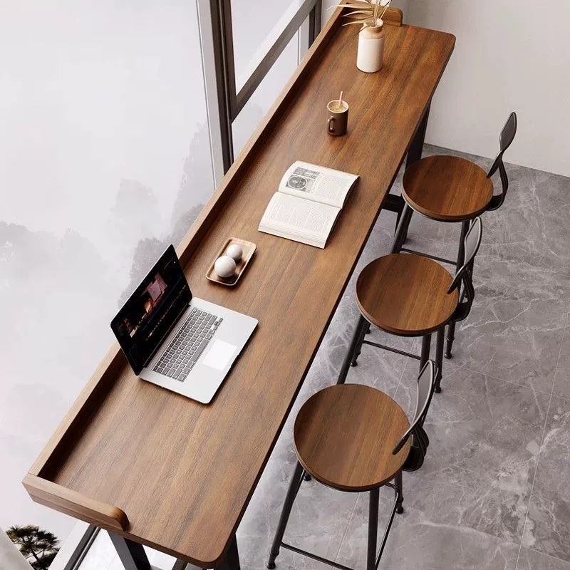 Новый балкон барный стол простой из цельного дерева длинная рамка стол у окна у стены узкие высокие столы и стулья