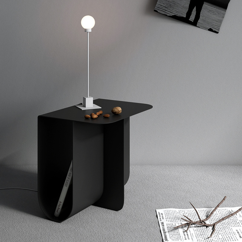 Light luxury metal bedside table stainless steel modern minimalist sofa small side table living room bedroom bedside storage corner table