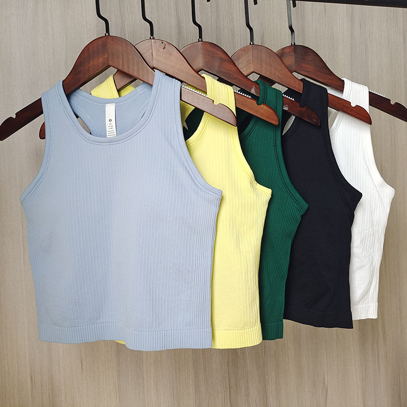 New Style Sports Vest Ribbed Push-Up Fitness Bra with Removable Chest Pads Running Yoga Underwear Top for Women