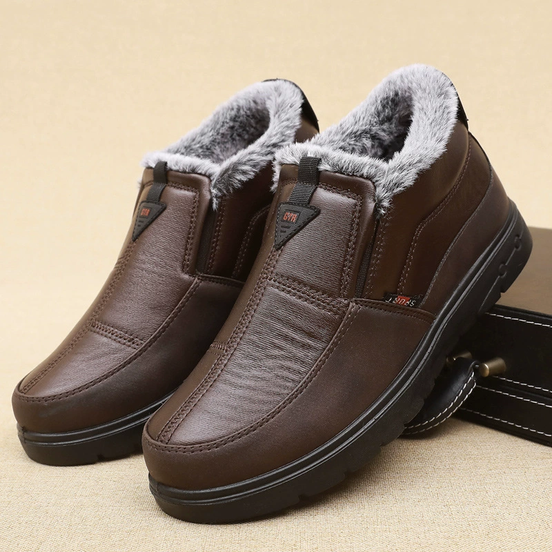 Men’s winter fleece boots, warm faux‑fur lining, non‑slip sole, sizes 39–44