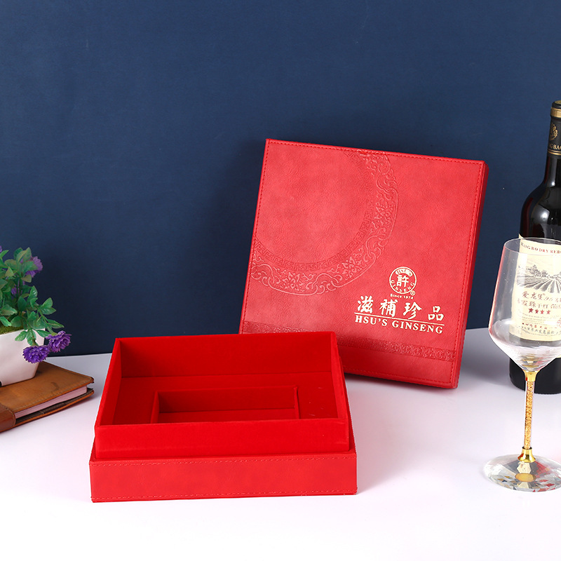 厂家批发新款保健品礼品包装皮盒 纯手工制作PU皮盒批发可印logo