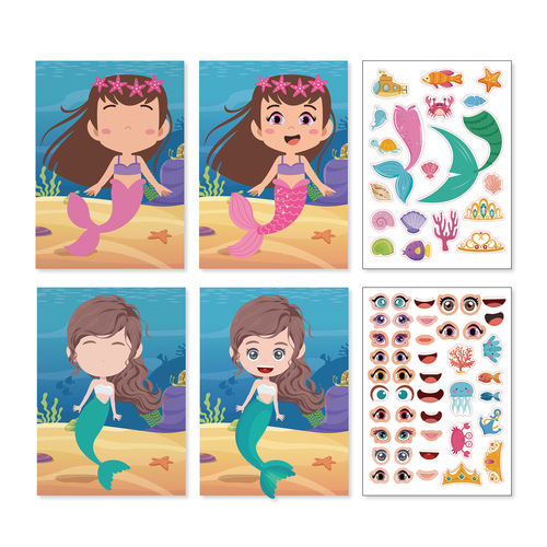 CM2210004 Mermaid DIY stickers Mermaid stickers Cross-border Mermaid face changing stickers