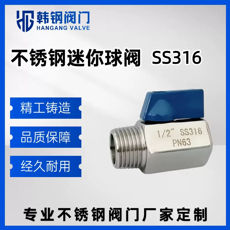 厂家供应SS316   316L不锈钢迷你球阀 微型高压抛光小阀门 排水阀