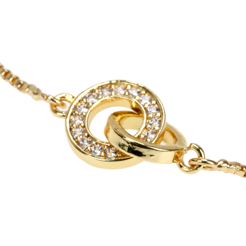 temperament full of diamond geometric doublepull copper bracelet wholesale