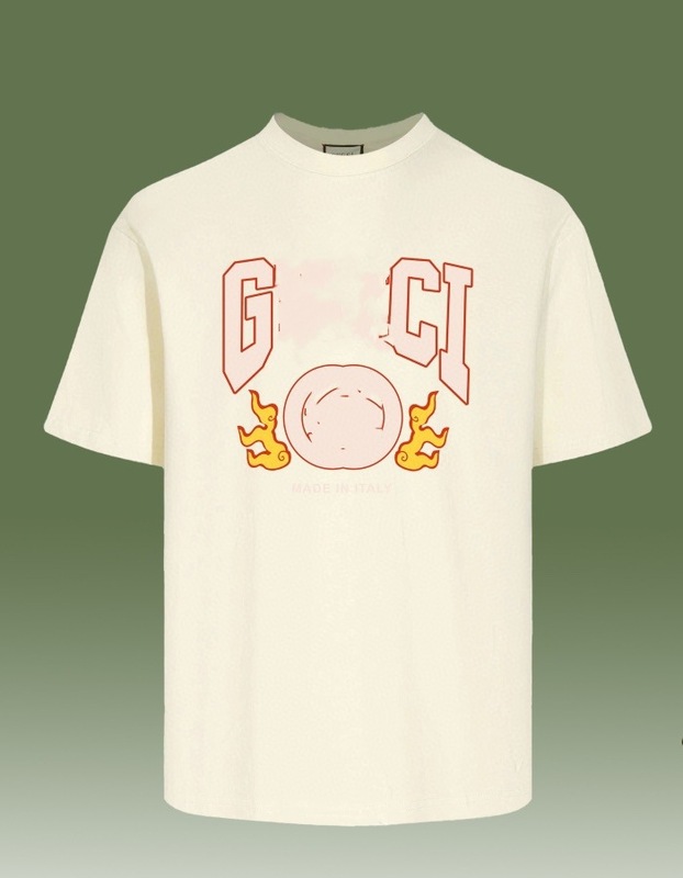 GUクロスボーダー正規版25SSクラシック新作ダブルG漫画レタープリントカップル半袖Tシャツファッション|undefined
