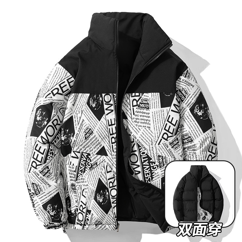 Hong Kong estilo de los hombres de doble cara usable engrosada hombres de algodón acolchado abrigo de invierno de la solapa caliente de algodón acolchado de la marca de moda de la chaqueta de los hombres de algodón acolchado fabricante