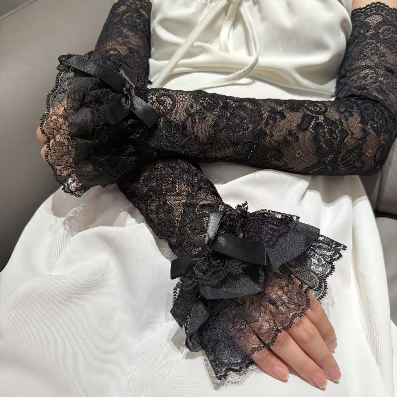 Lace glove sleeves for women, thin summer mesh lace sleeves, fairy-style accessories, fake sleeves, hand sleeves, cross-border manufacturer wholesale