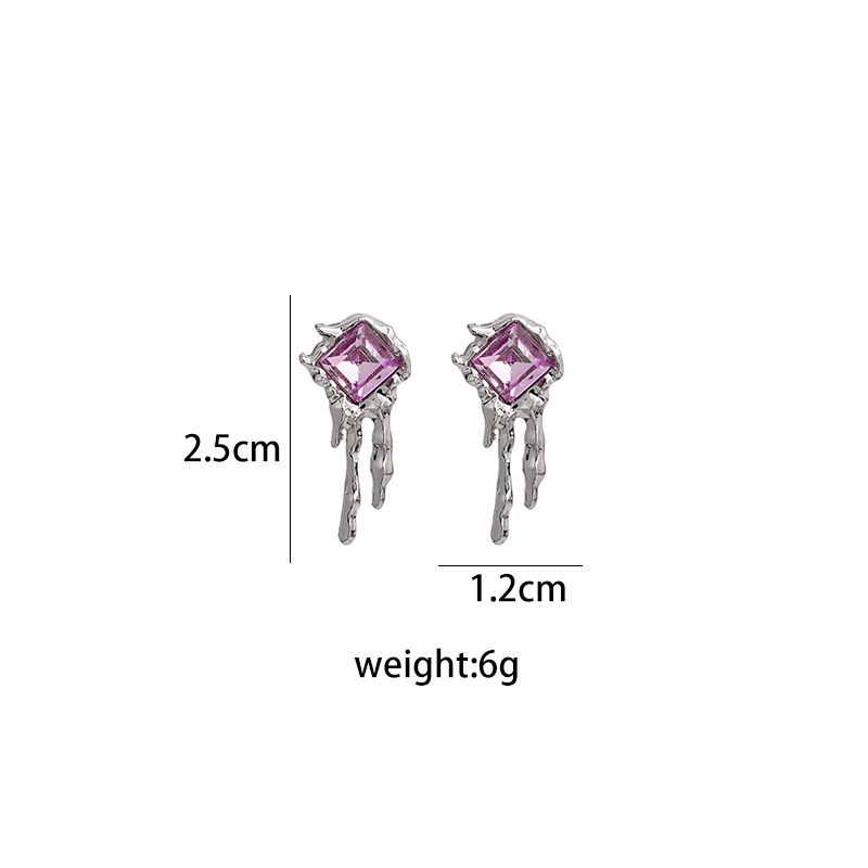 Mode Simple Améthyste Liquide Lave Boucle D'oreille Alliage Irrégulière Boucles D'oreilles display picture 1