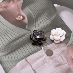 山茶花金屬紐扣黑白經典小香風扣子毛呢西裝針織上衣名媛外套紐扣