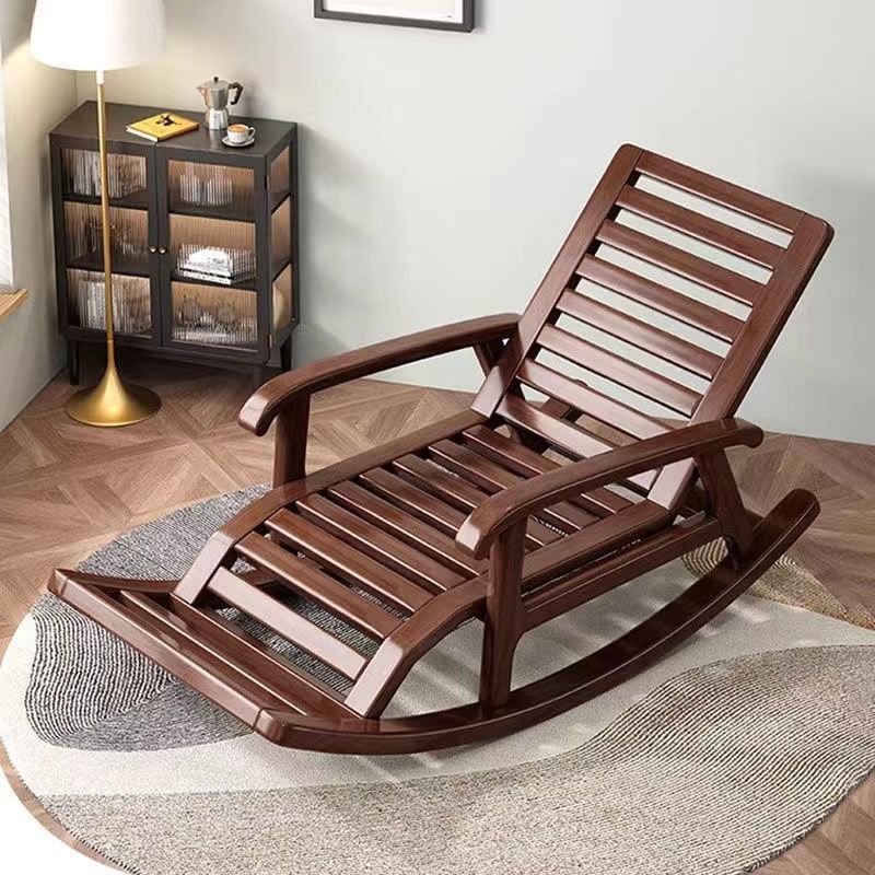 New Chinese Style Solid Wood Walnut Lazy Bedroom Rocking Chair Living Room Adult Elderly Lunch Break Sleeping Lounge Chair Leisure Chair