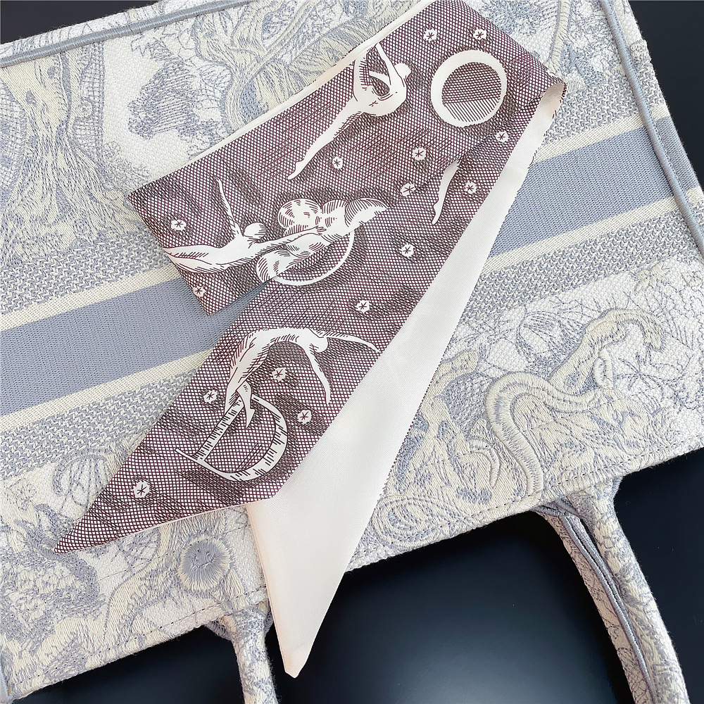 20g Weight Silk Scarf Classification Daily Occasion Silk Material Letter Pattern All Seasons Season Women'S Gender Printing Design Fashion Style Women's Fashion Letter Silk Printing Silk Scarves 34