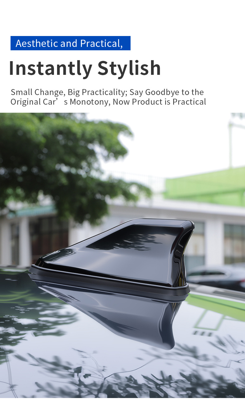 Factory new modified shark fin antenna with radio receiver, car roof decoration, signal booster, front-mounted car antenna