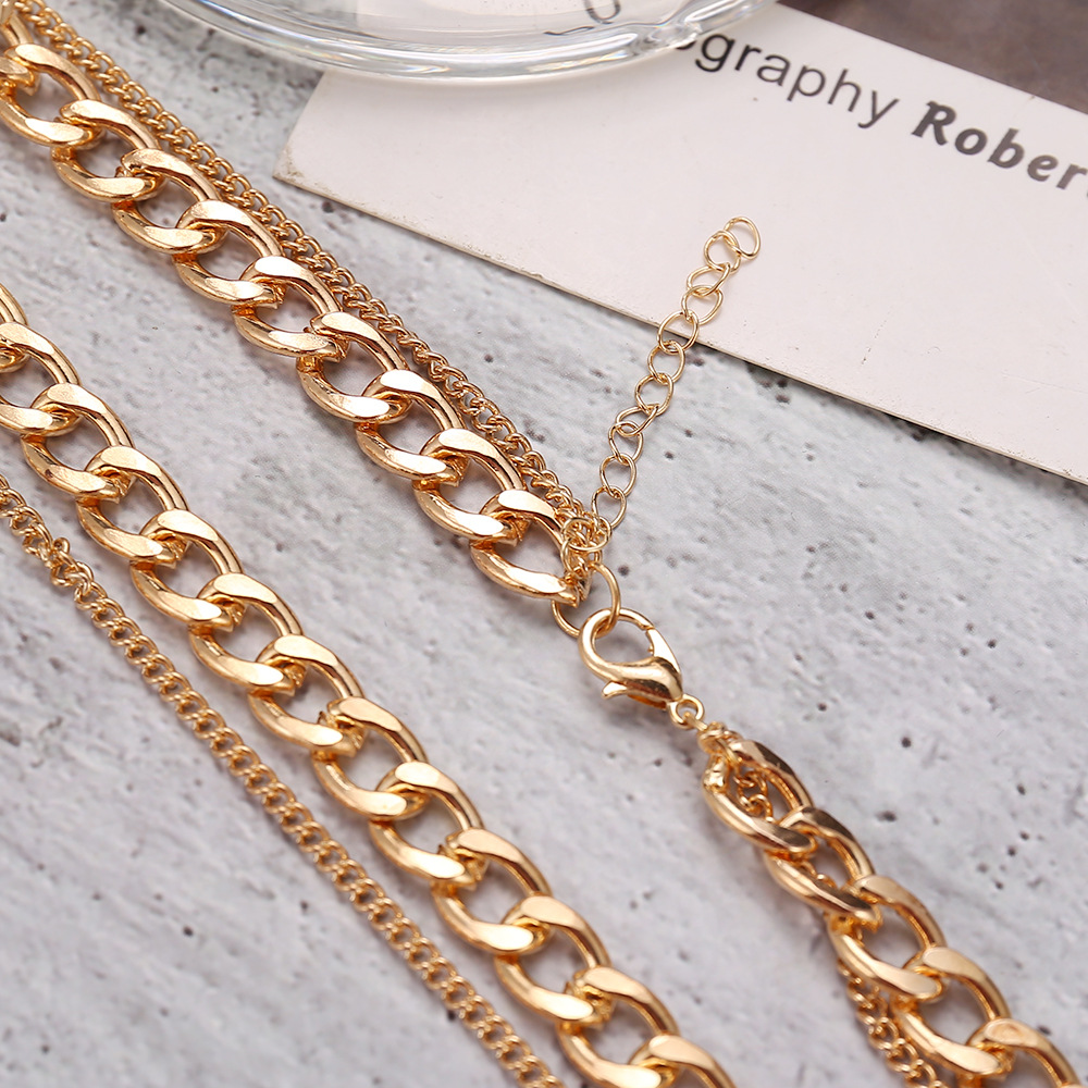 Retro Thick Chain Double-layer Necklace display picture 6