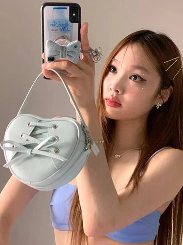 Bago Lady 2025 Ballet Style Mini Heart Handbag with Bow Sweet and Cute Shoulder Bag