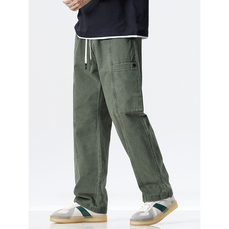 Mingge | Spring and Summer 2025 New Large Pocket Crane Pants Men's American Fashion Brand Loose Straight Casual Long Pants