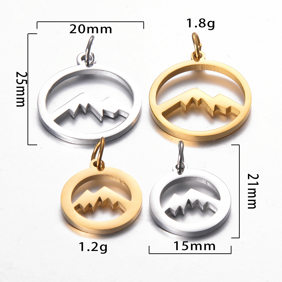 5g Weight 5 PCS/Package Stainless Steel Mountain Pendant