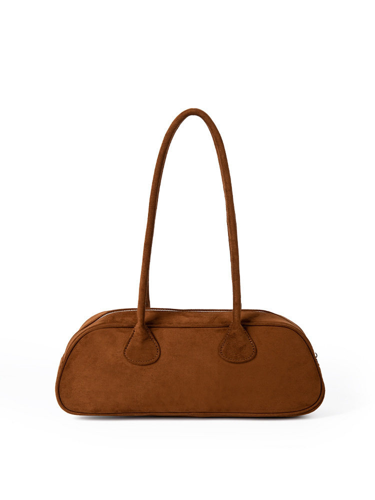 New Niche Design Suede Baguette Bag For Women, Fashionable Versatile Soft Touch Retro Plush Handbag Shoulder Bag - Thumbnail 8