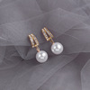 Silver needle, universal earrings from pearl with bow, silver 925 sample, city style, simple and elegant design, wholesale