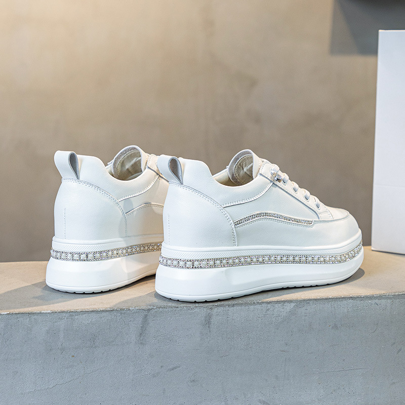 Genuine Leather White Women, Slip-On, 2025 Autumn New Thick-Soled Casual Shoes, Lightweight, Height-Increasing Sneakers_vogvips.com