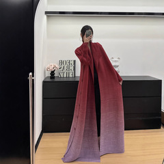 三小宅服装2025新型中東対外貿易襟付きローブファッショングラデーション色のカーディガンコート女性
