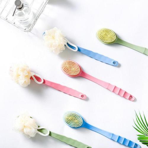 Double-sided bath ball two-in-one long-handled bath brush, soft-bristled massage bath brush, bath brush