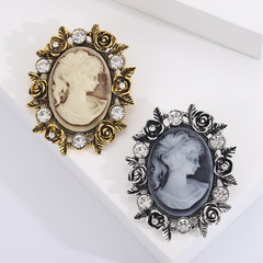 Bestselling Retro Court Beauty Headpin with Diamond-Embedded Flowers, Unisex Adjustable Collar Pin for Sweaters and Coats, Decorative Pin Accessory