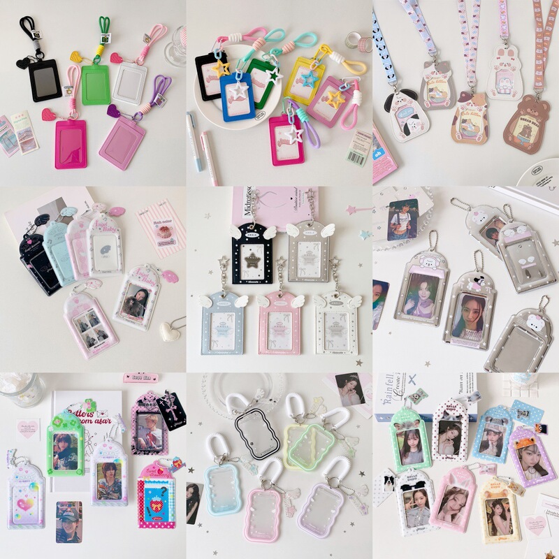 Korean Style 3inch Card Holder Collection for Star Photocards, Storage, Protection, Display, and Hanging, Available in Multiple Styles for Campus Cards