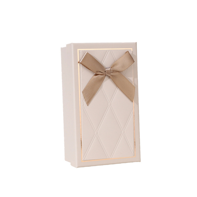 Caja de Regalo con Moño de Satén de Papel Textura Gofrada para Regalos y Joyas