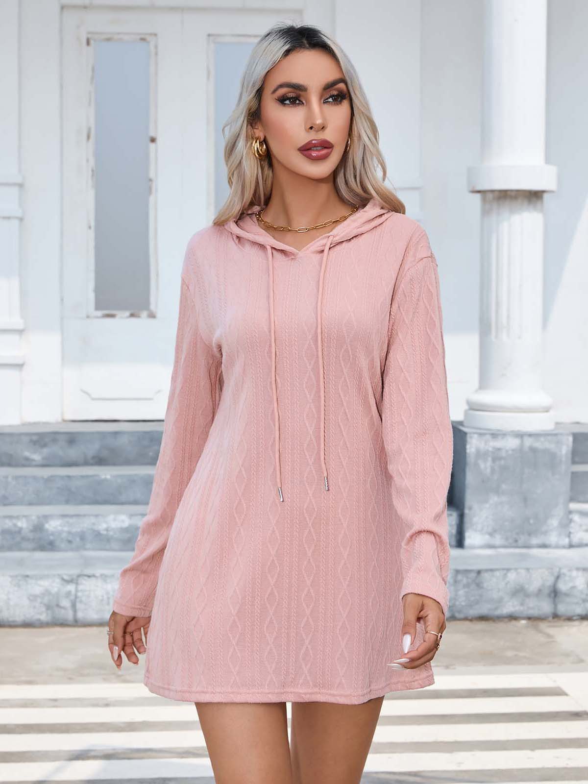Women Clothing Autumn Winter Knitting Hooded Long Sleeve Dress