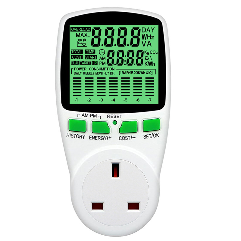 厂家直销背光英规功率计量插座 计费插座 带图表 电表插座powe