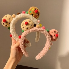 Ugly Cute Cookie Biscuit Clown Flocked Hairband for Girls Autumn Winter Cartoon Cute Facial Makeup Headband Hair Clip Hair Accessory
