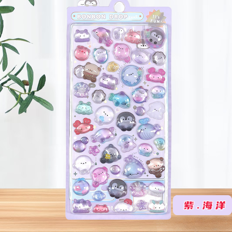 Dibujos animados cristal 3D estereoscopio relieve acrílico diamante pegatinas gemas para niños niñas decoración de teléfonos móviles