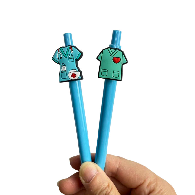 外贸护士笔简约创意纯色糖果色软质卡通圆珠笔黑笔可爱按动笔医生|undefined