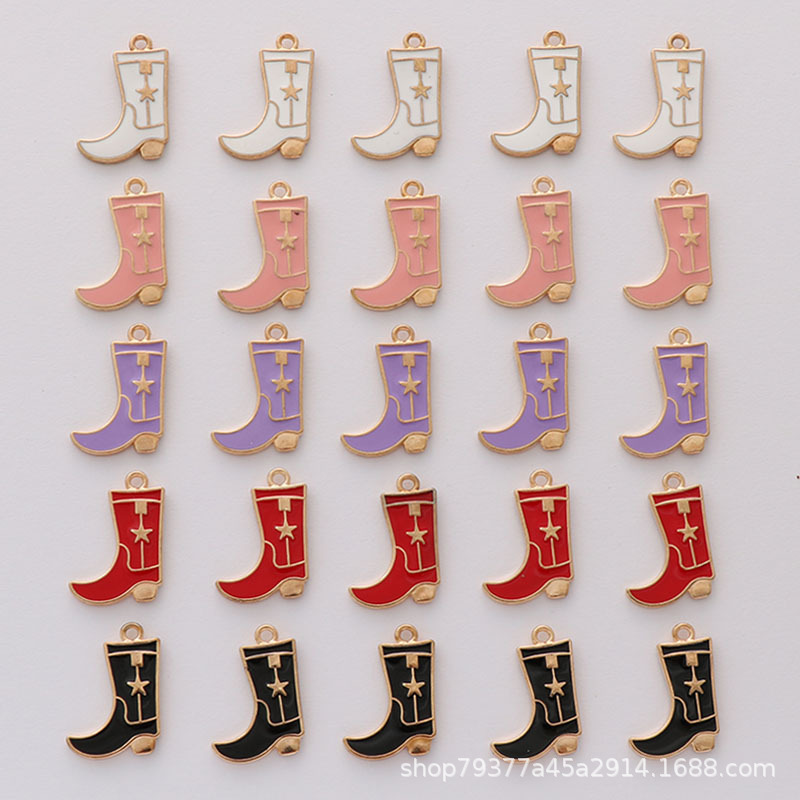 Cowboy Hat DIY Oil Dropping Jewelry Single Hanging Double-Sided Cowboy Boots Cute Hand Rope Small Chanel Style Necklace Pendant Accessories