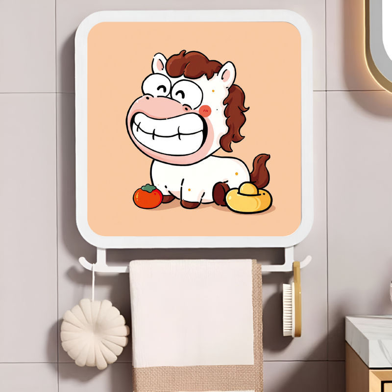 Cuarto de baño colgando pintura estante de almacenamiento impermeable plegable estante de almacenamiento baño inodoro Punch-libre mural montado en la pared armario