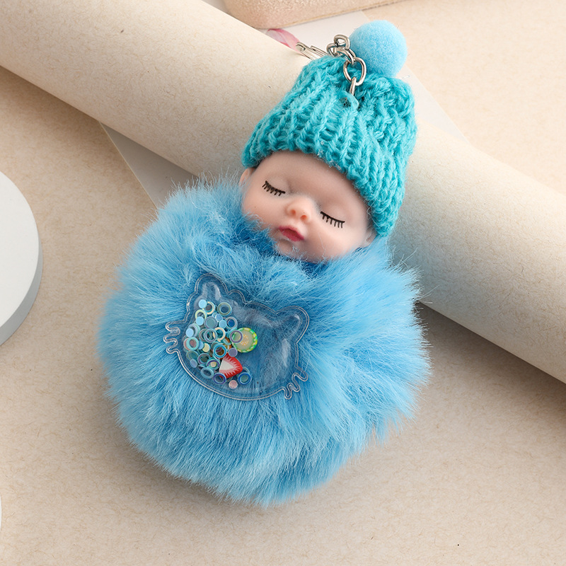Amor dorado muñeca de sueño imitación de conejo bola de pelo colgante lindas bolsas escolares colgantes para niñas joyas de peluche llaveros