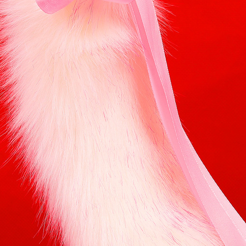 Sex toy pink bow for adult couples metal anal plug flirting white pink plush tail female backcourt hair